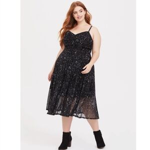 Torrid Dark Grey Leopard Mesh Animal Print Sundress Cami Midi Dress 1X